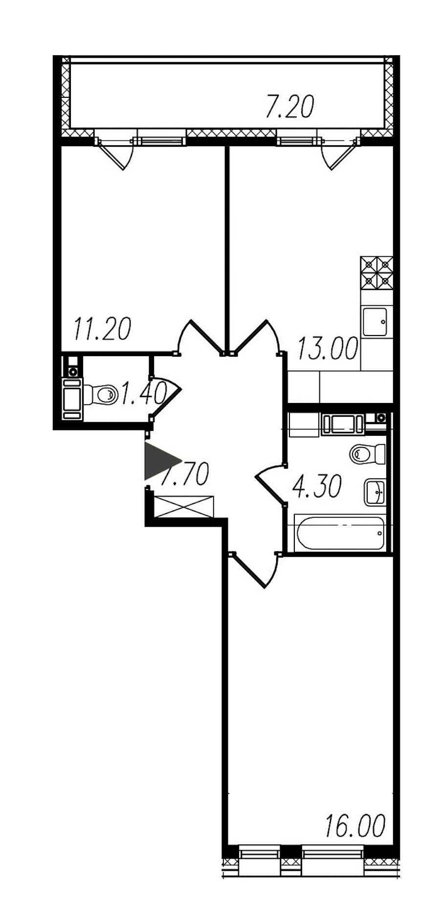 Двухкомнатная квартира в : площадь 53.6 м2 , этаж: 10 – купить в Санкт-Петербурге